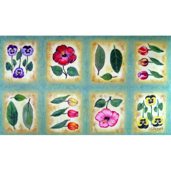 H2H Botanica Flower Tiles Doormat Rug, Green - 18 x 30 in. H22548335
